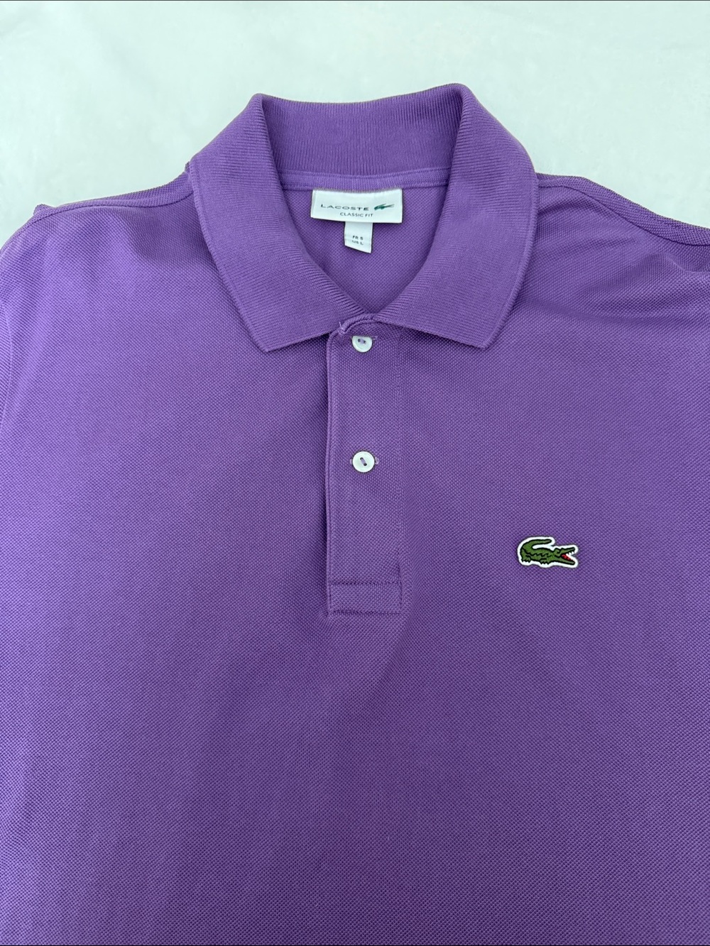 Lacoste Men's Polo Shirt in Purple with Green Crocodile Logo (Classic Fit)